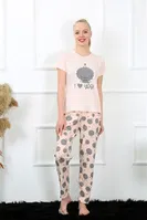 Kısa Kollu Yuvarlak Yaka Kadın Pijama Takım Akbeniz 20410 Pudra detay görünüm