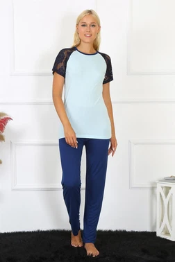 Akbeniz Kolu Dantelli Kadın Penye Pijama Takım Akbeniz 4148