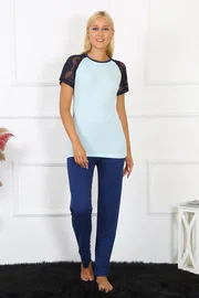 Akbeniz Kolu Dantelli Kadın Penye Pijama Takım Akbeniz 4148