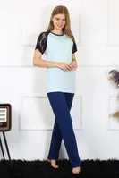 Kolu Dantelli Kadın Penye Pijama Takım Akbeniz 4148 Su Yeşili görsel 8
