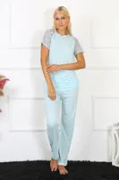 Yeşil Kolu Dantelli Penye Kadın Pijama Takım Akbeniz 4151 Su Yeşili