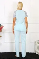 Yeşil Kolu Dantelli Penye Kadın Pijama Takım Akbeniz 4151 Su Yeşili görsel 4