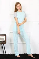 Yeşil Kolu Dantelli Penye Kadın Pijama Takım Akbeniz 4151 Su Yeşili görsel 6