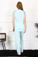 Yeşil Kolu Dantelli Penye Kadın Pijama Takım Akbeniz 4151 Su Yeşili görsel 9