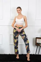 Pamuklu Çiçek Desenli Tek Alt Kadın Pijama Akbeniz 27463 Lacivert detay görünüm