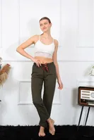 Çizgili Pamuklu Tek Alt Kadın Pijama Akbeniz 27464 Haki