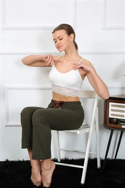Akbeniz Çizgili Pamuklu Tek Alt Kadın Pijama Akbeniz 27464 - Alternatif Görünüm