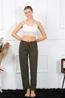 Çizgili Pamuklu Tek Alt Kadın Pijama Akbeniz 27464 Haki görsel 4