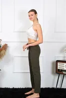 Çizgili Pamuklu Tek Alt Kadın Pijama Akbeniz 27464 Haki görsel 5