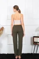 Çizgili Pamuklu Tek Alt Kadın Pijama Akbeniz 27464 Haki görsel 6