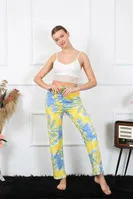 Kendinden Desenli Pamuklu Kadın Alt Pijama Akbeniz 27466 Sarı