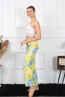Kendinden Desenli Pamuklu Kadın Alt Pijama Akbeniz 27466 Sarı görsel 4