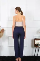 Beli Lastikli Kadın Pamuklu Alt Pijama Akbeniz 27468 Lacivert görsel 5