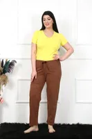 Büyük Beden Pamuk Tek Alt Pijama Akbeniz 27476 Kahve