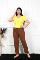 Büyük Beden Pamuk Tek Alt Pijama Akbeniz 27476 Kahve detay görünüm