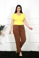 Büyük Beden Pamuk Tek Alt Pijama Akbeniz 27476 Kahve farklı açı