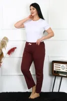 Bordo Kadın Pamuklu Büyük Beden Tek Alt Pijama Akbeniz 27498 Bordo