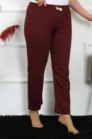 Bordo Kadın Pamuklu Büyük Beden Tek Alt Pijama Akbeniz 27498 Bordo detay görünüm