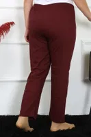 Bordo Kadın Pamuklu Büyük Beden Tek Alt Pijama Akbeniz 27498 Bordo farklı açı