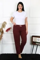 Bordo Kadın Pamuklu Büyük Beden Tek Alt Pijama Akbeniz 27498 Bordo görsel 4