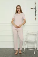 Kısa Kollu Pembe Penye Kadın Pijama Takım Akbeniz 4157 Pembe detay görünüm