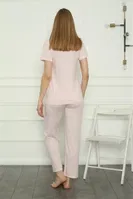 Kısa Kollu Pembe Penye Kadın Pijama Takım Akbeniz 4157 Pembe görsel 4