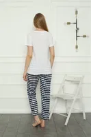 Kısa Kollu Beyaz Penye Kadın Pijama Takım Akbeniz 4160 Beyaz görsel 4