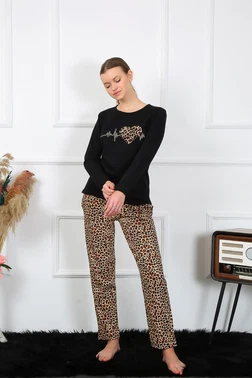 Akbeniz Uzun Kollu Leopar Penye Uzun Kol Pijama Takım Akbeniz 4129