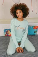 Önü Yazılı Kadın Penye Uzun Kollu Pijama Takım Akbeniz 4188 Su Yeşili görsel 4