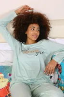Önü Yazılı Kadın Penye Uzun Kollu Pijama Takım Akbeniz 4188 görsel 5