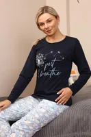 Cepli Uzun Kollu Penye Kadın Pijama Takım Akbeniz 4189 Lacivert görsel 5