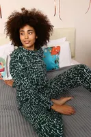 Uzun Kollu Kendinden Desenli 3 İplik Penye Pijama Takım Akbeniz 4181 Yeşil görsel 6