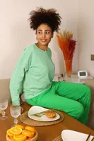 Penye Uzun Kollu 3 İplik Kadın Pijama Takım Akbeniz 4191 Yeşil görsel 4