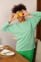 Penye Uzun Kollu 3 İplik Kadın Pijama Takım Akbeniz 4191 Yeşil görsel 7
