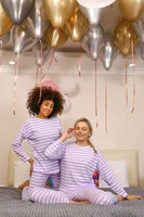 Çizgili Uzun Kollu Penye Pijama Takım Akbeniz 4175 Lila görsel 5