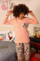 Yakası Cepli Çiçekli Uzun Kol Kadın Penye Pijama Takım Akbeniz 4196 Yavruağzı