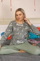 Uzun Kollu Penye Pamuklu Kadın Pijama Takım Akbeniz 4206 Füme farklı açı