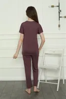 Kız Çocuk Penye Pijama Takım Akbeniz 20399 Mürdüm görsel 4