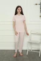 Kısa Kollu Kız Çocuk Penye Pijama Takım Akbeniz 20400 Pembe