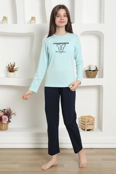 Kız Çocuk Kelebekli Penye Pijama Takım Akbeniz 20421