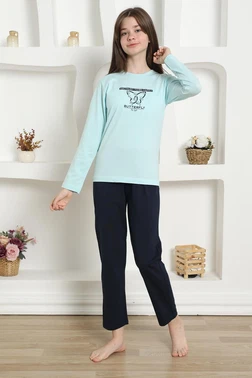 Akbeniz Kız Çocuk Kelebekli Penye Pijama Takım Akbeniz 20421 - Alternatif Görünüm