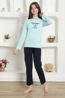 Kız Çocuk Kelebekli Penye Pijama Takım Akbeniz 20421 Su Yeşili detay görünüm