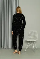 Merry Christmas Welsoft Polar Kadın Pijama Takımı Akbeniz 8514 Siyah görsel 4