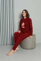 Noel Baba Polar Sevgili Kombini Kadın Pijama Takımı Akbeniz 50125 Kırmızı görsel 6