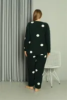 Puantiyeli Büyük Beden Welsoft Polar Kadın Pijama Takımı Akbeniz 808045 Petrol görsel 5