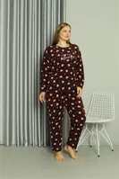 Welsoft Kalpli Polar Büyük Beden Kadın Pijama Takımı Akbeniz 808041 Bordo farklı açı