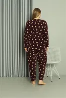 Welsoft Kalpli Polar Büyük Beden Kadın Pijama Takımı Akbeniz 808041 Bordo görsel 5