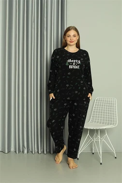 Akbeniz Uzun Kollu Welsoft Polar Büyük Beden Çiçekli Kadın Pijama Takımı Akbeniz 808043 - Alternatif Görünüm