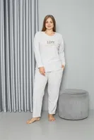 Büyük Beden Uzun Kollu Kadın Pijama Takımı Akbeniz Welsoft Polar 808050 Ekru detay görünüm