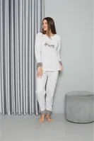 Peluşlu Welsoft Uzun Kollu Polar Kadın Pijama Takımı Akbeniz 8515 Ekru farklı açı